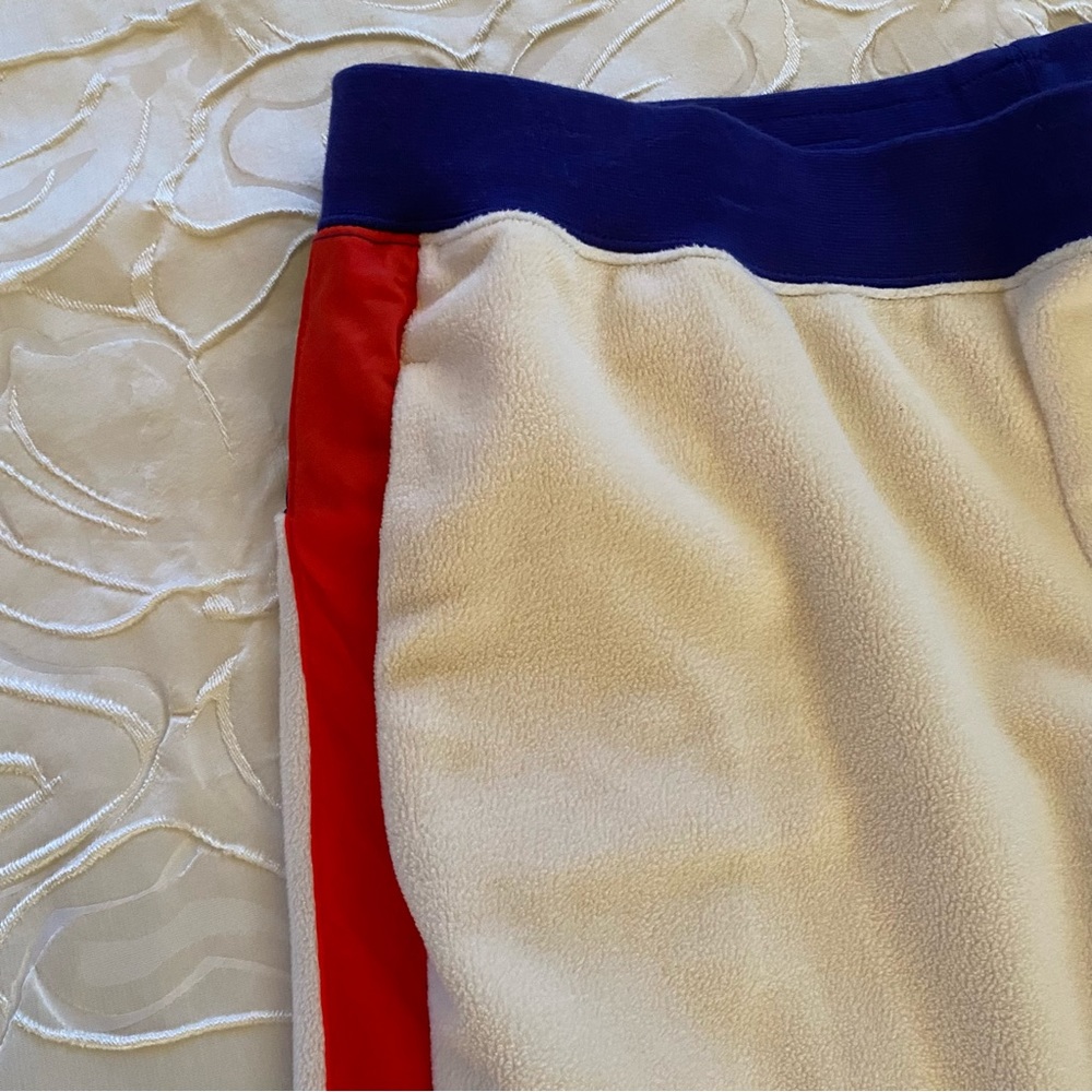 Nike Polar Fleece Stripe Red Blue Cream Joggers Sweatpants L - Picture 11 of 12